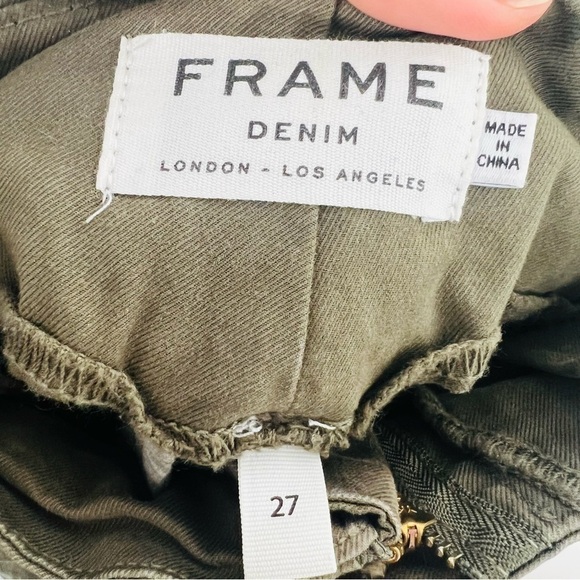 FRAME Commander Olive Green Paper Bag Waist
Twill Ankle Pants Size 27 - Picture 6 of 9